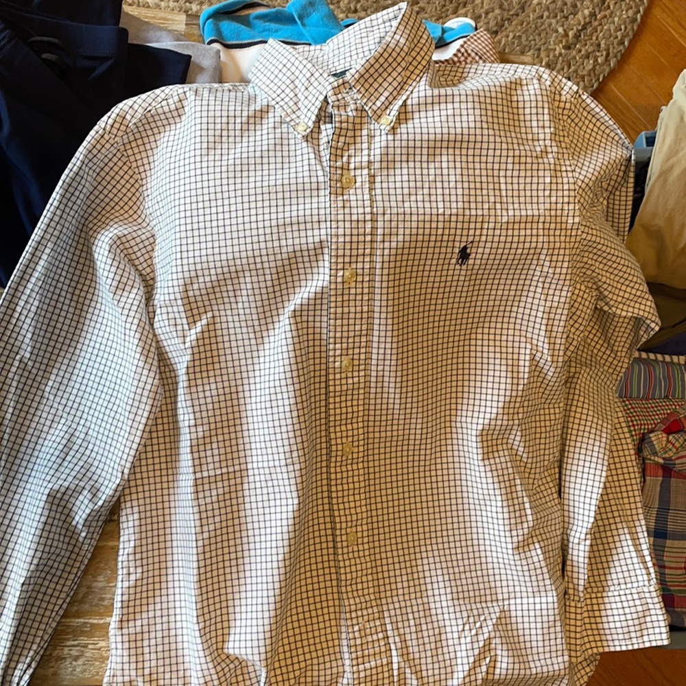 Ralph Lauren green, blue and white checked shirt.